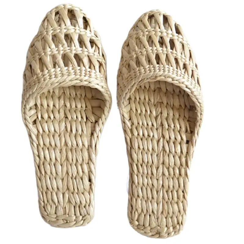 Jarycorn-Zapatillas de paja hechas a mano para mujer, Sandalias cómodas de estilo chino, moda de verano, Unisex, para el hogar, 2023