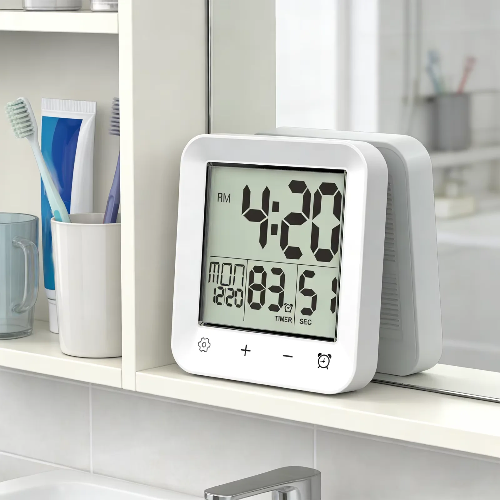 Digital Indoor Thermometer with Temperature Alarm, Wall Thermometer for Bathroom, Kitchen, Bedroom, Office, Gym