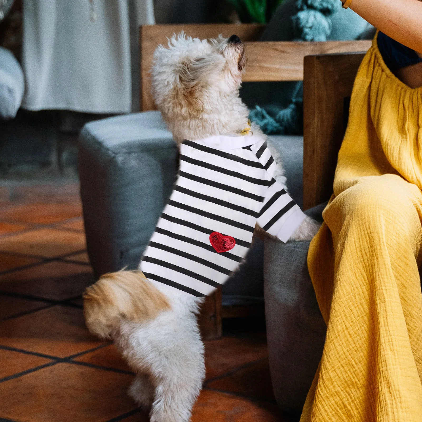 

Dog Cotton Thin Shirt Striped Breathable Comfortable Summer Puppy Shirt Adorable Pet Clothing for Cosplay Holiday Photo Shoots