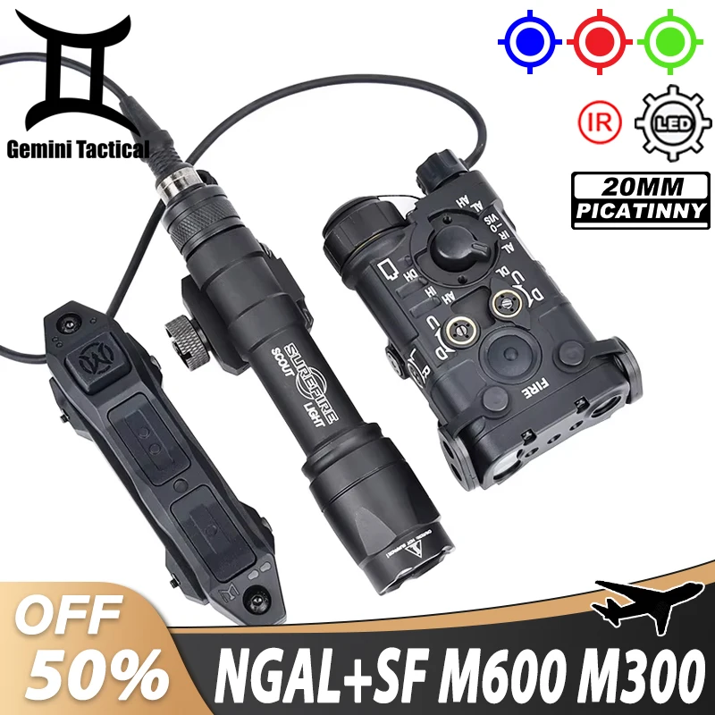 Tactical WADSN Metal Full-Featured Version NGAL Red Green Blue Dot IR Laser Indicator SF M300A M600C Light Dual Function Switch