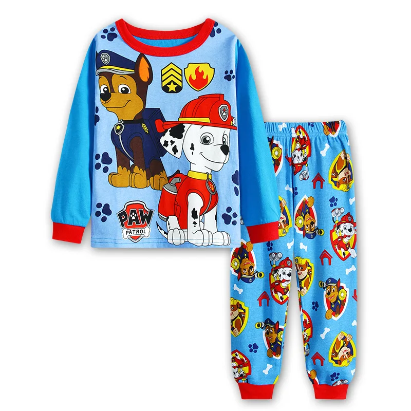 2pcs Paw Patrol Cartoon Pajamas Suit Chase Marshall Rocky Skye Children Long Sleeve Anime Home Clothes Boys Girls Gifts Apparel