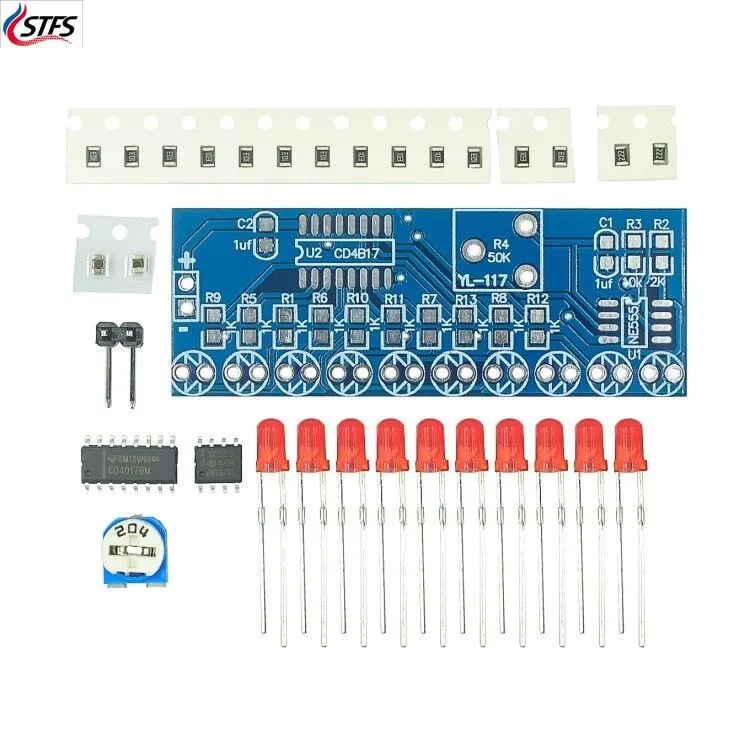 Smart Electronics Kits NE555+CD4017 Light Water Flowing Light LED Module DIY Kit