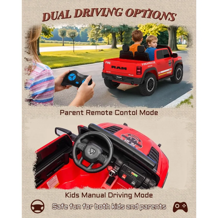 ركوب الأطفال المرخص 24 فولت على شاحنة إطفاء، ركوب شاحنة إطفاء بمقعدين على سيارة مع جهاز تحكم عن بعد، سيارة كهربائية للأطفال مع صفارة الإنذار، فلاس #5