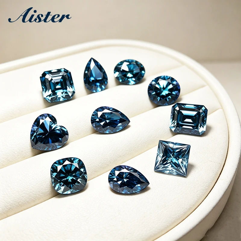 Sapphire Blue Moissanite Stones with GRA Certificate Round/Pear/Oval/Emerald/Heart/Cushion/Princess/Asscher/Radiant Cut