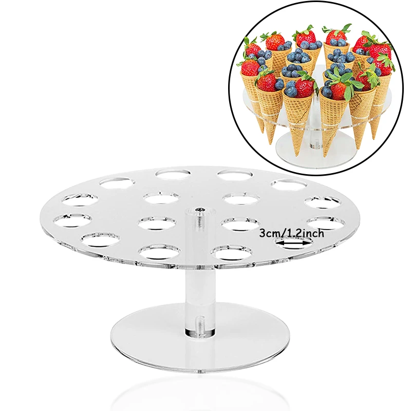 

1set 16 Holes Clear Acrylic Ice Cream Stand Cake Cone Stand Pastry Stand Wedding Party Buffet Food Display Stand Baking Tools