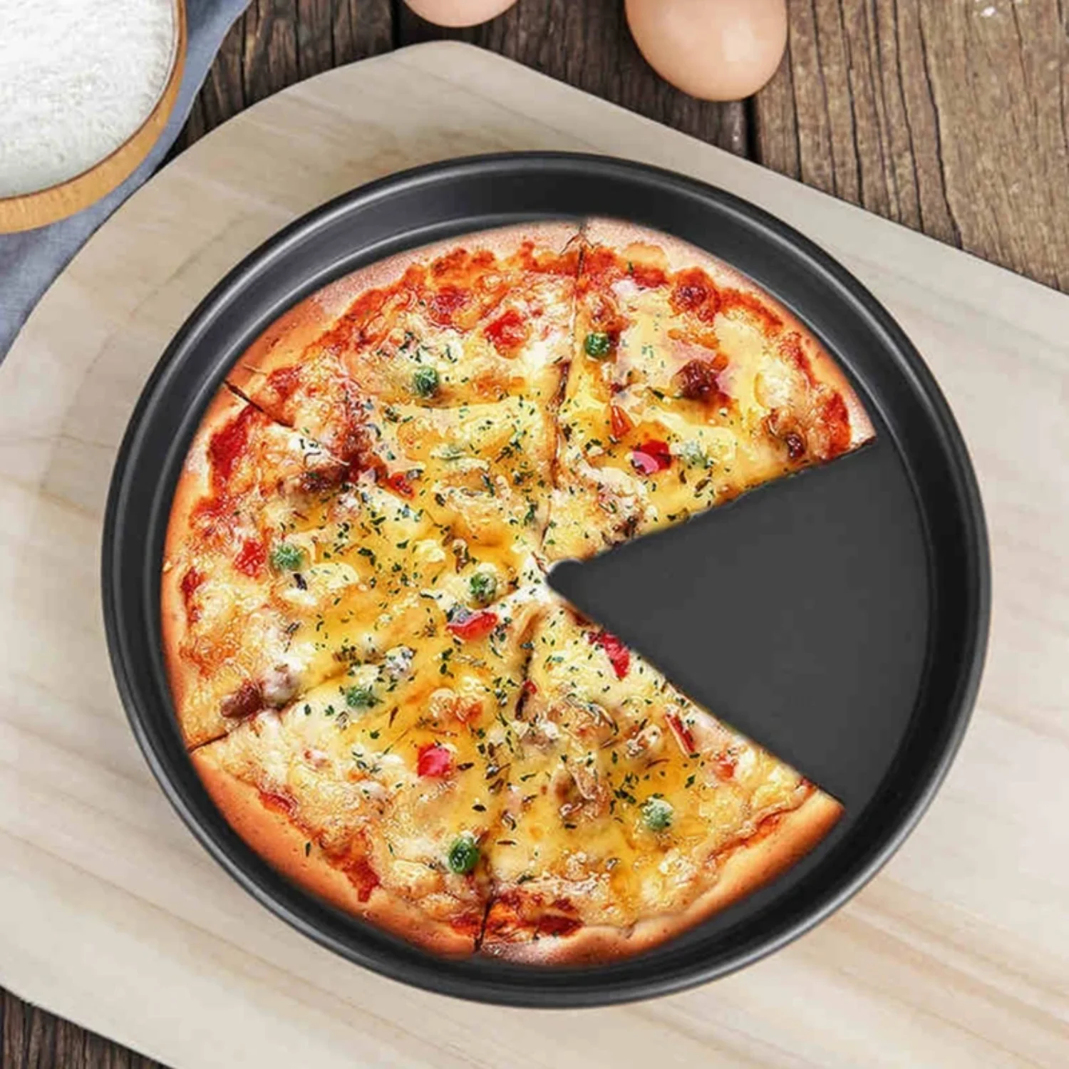 9/10/11/12-Inch Non-Stick Pizza Pan Carbon Steel Pizza Oven Tray Shallow Round Pizza Plate Pan Roasting Tin Baking Drop shipping