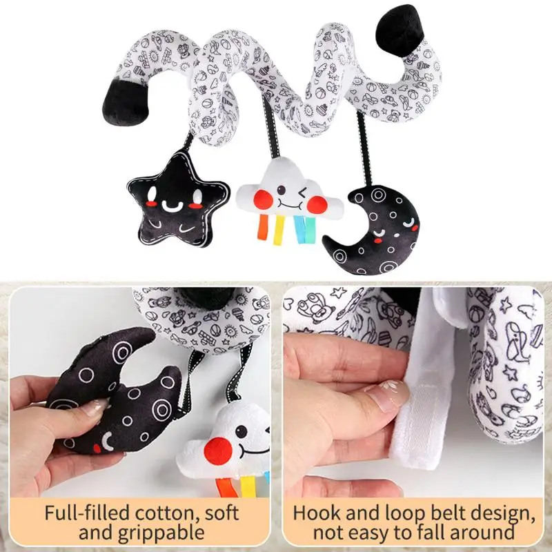 

Cute Animals Shapes Stimulates Senses Hanging Interactive Toy High Contrast Soft Crib Mobile Toy With Rattle Toddler Supplies