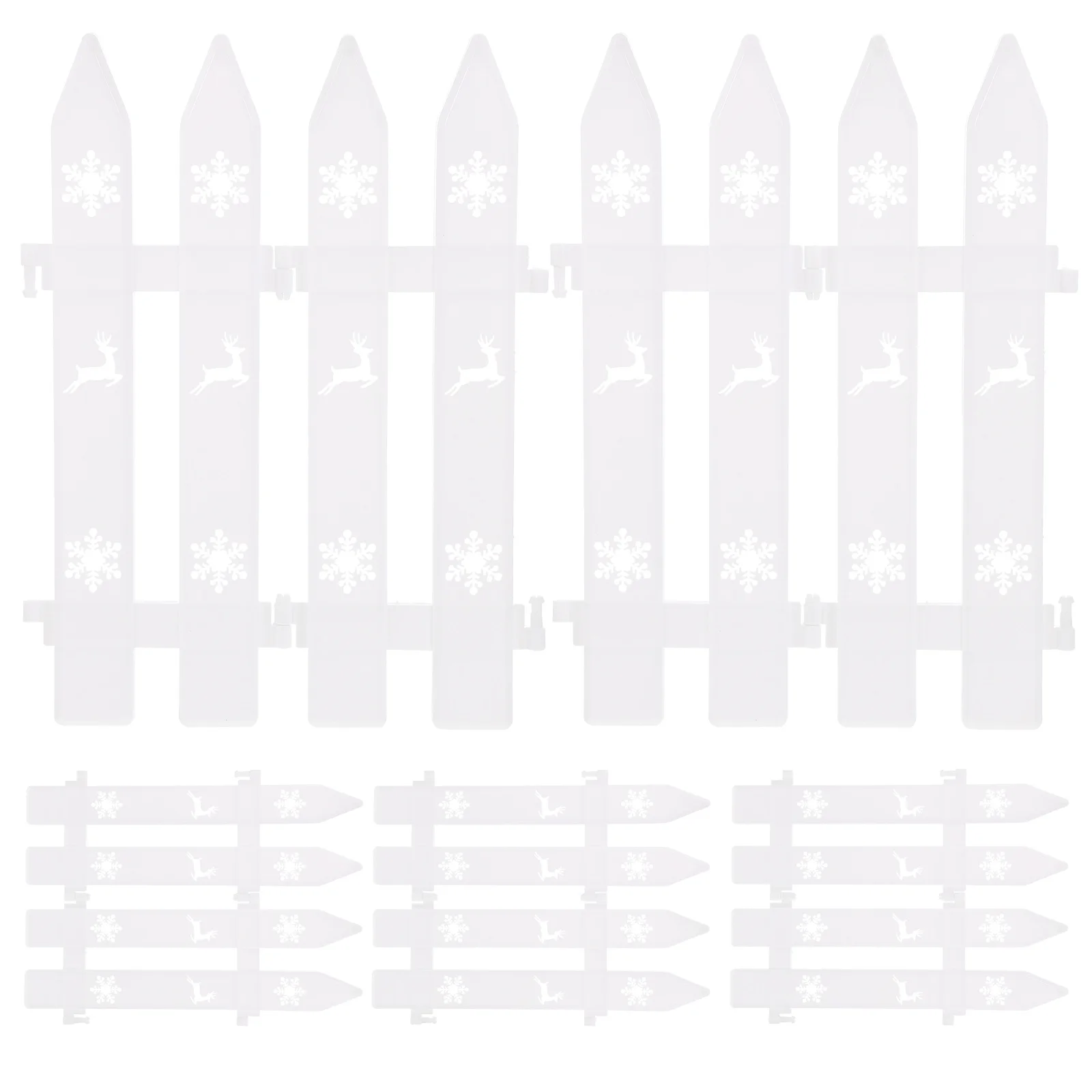 

10pcs Christmas Xmas Tree Decor Decoration White Plastic Fence For Xmas Party Indoor Garden Border Diy Mini Fence Decor