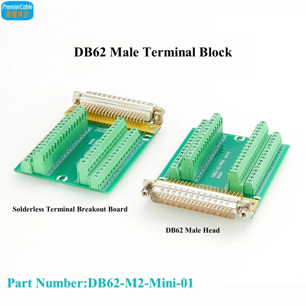 D-SUB 브레이크아웃 PCB 보드 DB62 수 나사 납땜리스 브레이크아웃 보드, 가공 딘 레일 마운트 터미널 블록 신호 모듈