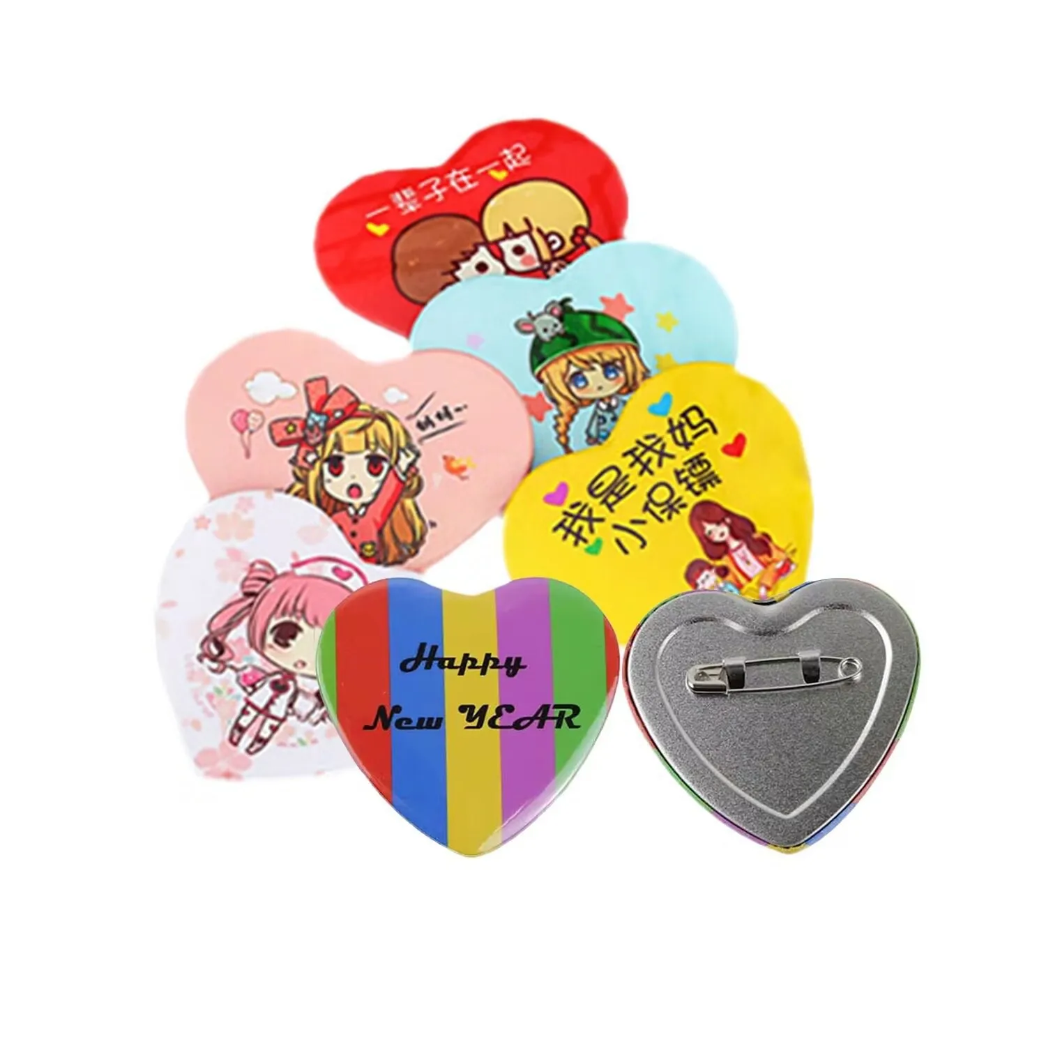 Heart 57x53mm Badge Machine Equipped with Machine & Cutter & 100 Sets of Badge Materials Tinplate Advertising Gift Production