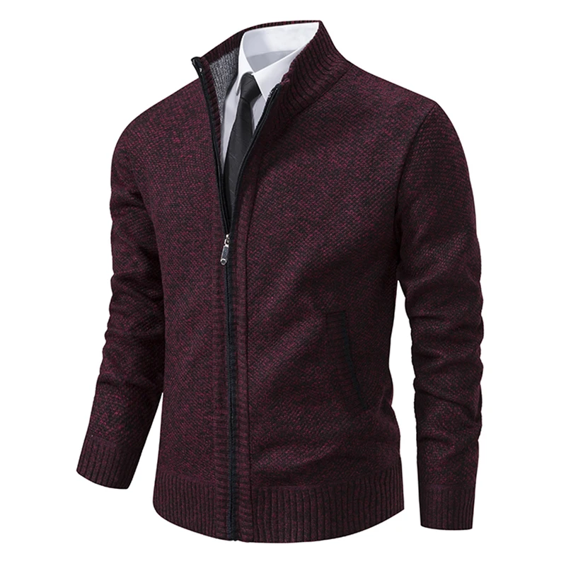 Herfst en winter New Jersey Casual sportjas voor heren Effen kleur Opstaande kraag Trui Grijp fleece Warm vest met ritssluiting
