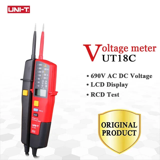 

UNI-T UT15B UT15C тестер напряжения переменного/постоянного тока UT18A UT18C RCD портативный цифровой мультиметр 690 В дисплей непрерывный вольтметр