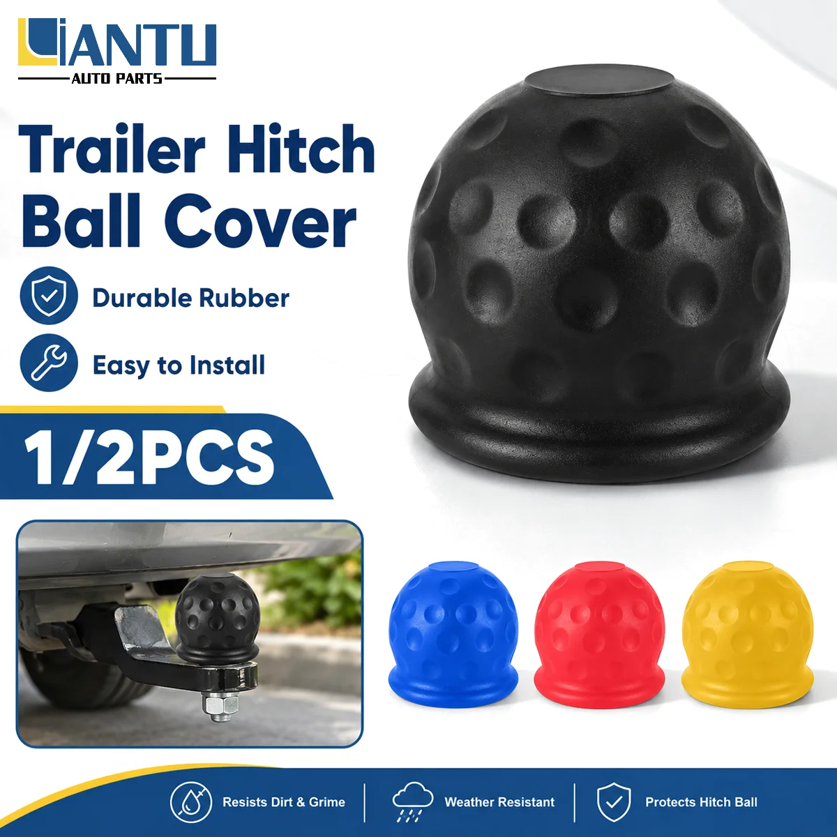 1/2pcs Trailer Ball Protection Cover Rubber Trailer Ball Cover Easy To Install Durable Dust Cover Multiple Colors To Choose From