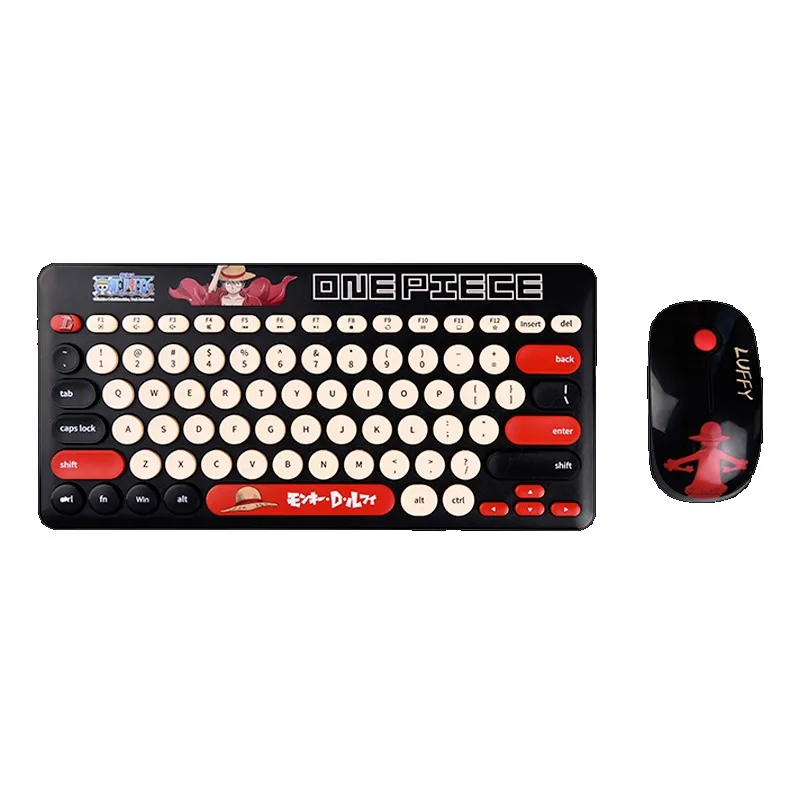 Anime One Piece Luffy Zoro Chopper Cartoon Wireless Keyboard Mouse Set Fashion Portable Desktop Computer Notebook Office Set