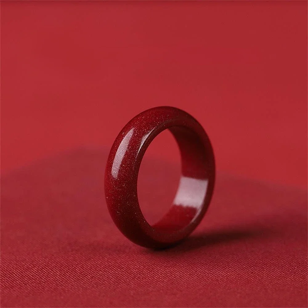 Natural Mineral Cinnabar Ring Gift Girlfriend Couple Love Luxury Fashion Eternity Jewelry Promise Engagement Amulets Mascots