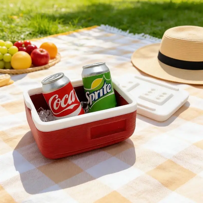 Dollhouse Mini Portable Refrigerator Set Ice Drink Cube Simulation Realistic Toy Kitchen Appliance for Kids Gift Room Scene