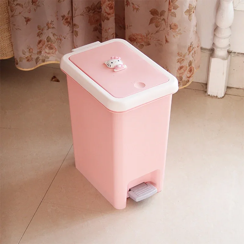 Sanrio Kawaii Hello Kitty Trash Can Anime Cartoon Lovely Fashionable Exquisite Creative Beautiful Kitchen Household Garbage Can