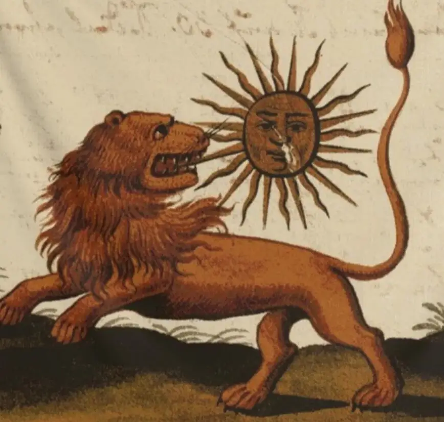 Lion Eating The Sun Tapestry Clavis Artis Manuscript Alchemical