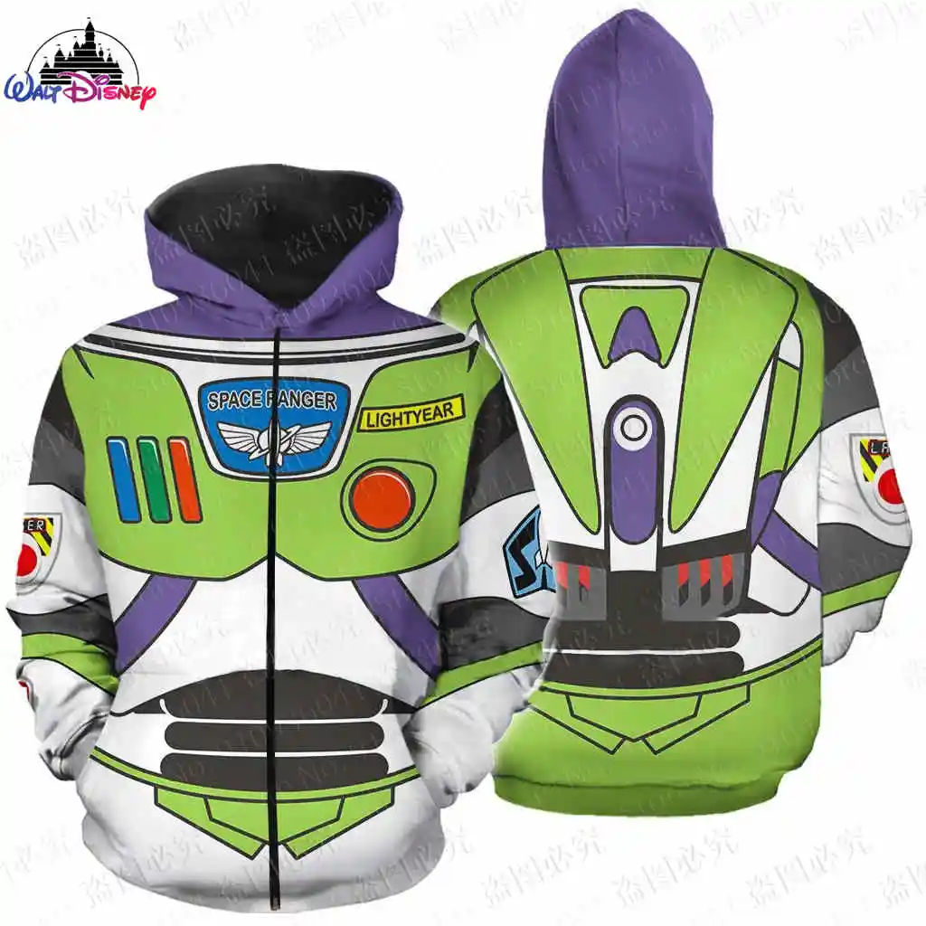 Sweats à capuche de dessin animé Disney pour hommes et femmes, pull parent-enfant, impression 3D, Buzz Lightyear, sourire, haute