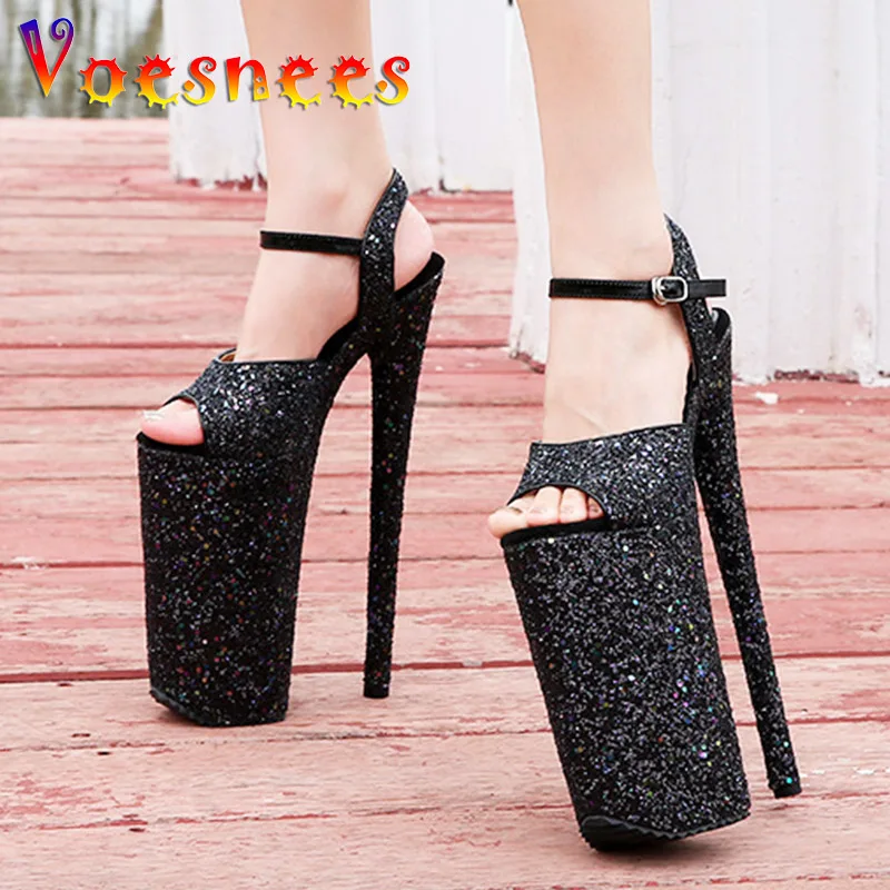 

Super High Waterproof Platform Summer Sandals 10 Inch Catwalk Show High Heels 26CM Nightclub Pole Dancing Shoes Women's 2023 New