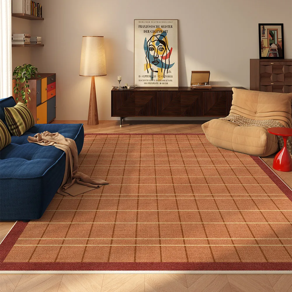VIKAMA Mid Century Yellow Striped Rug Non-slip Soft for Living Room Home Decor
