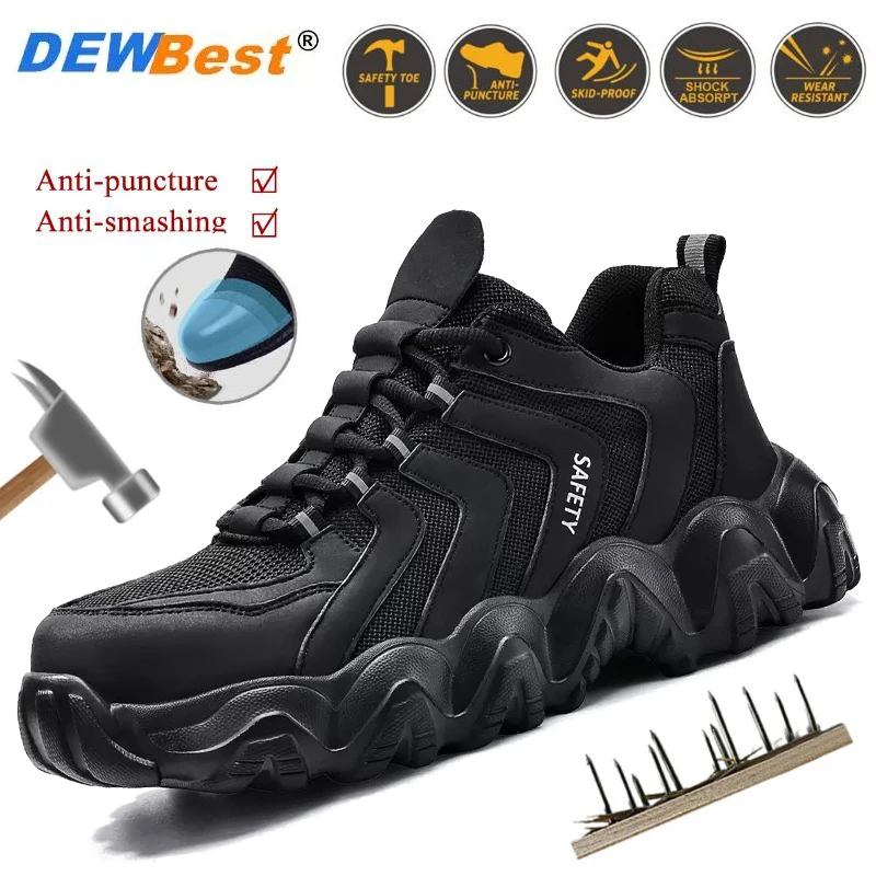 Lightweight Comfortable Indestructible Safety Shoes Men Steel Toe Shoes Puncture Resistant Men Shoes Protective Work Shoes