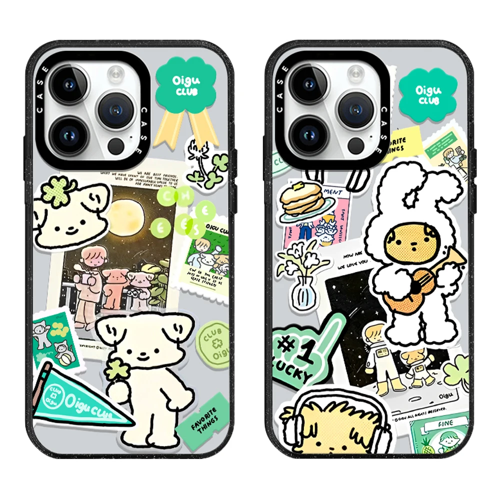 

Cute Cream Puppy Fun New Acrylic Phone Case With MagSafe For iPhone 16 15 14 13 12 11 Pro Max Plus Anti-drop Back Cover