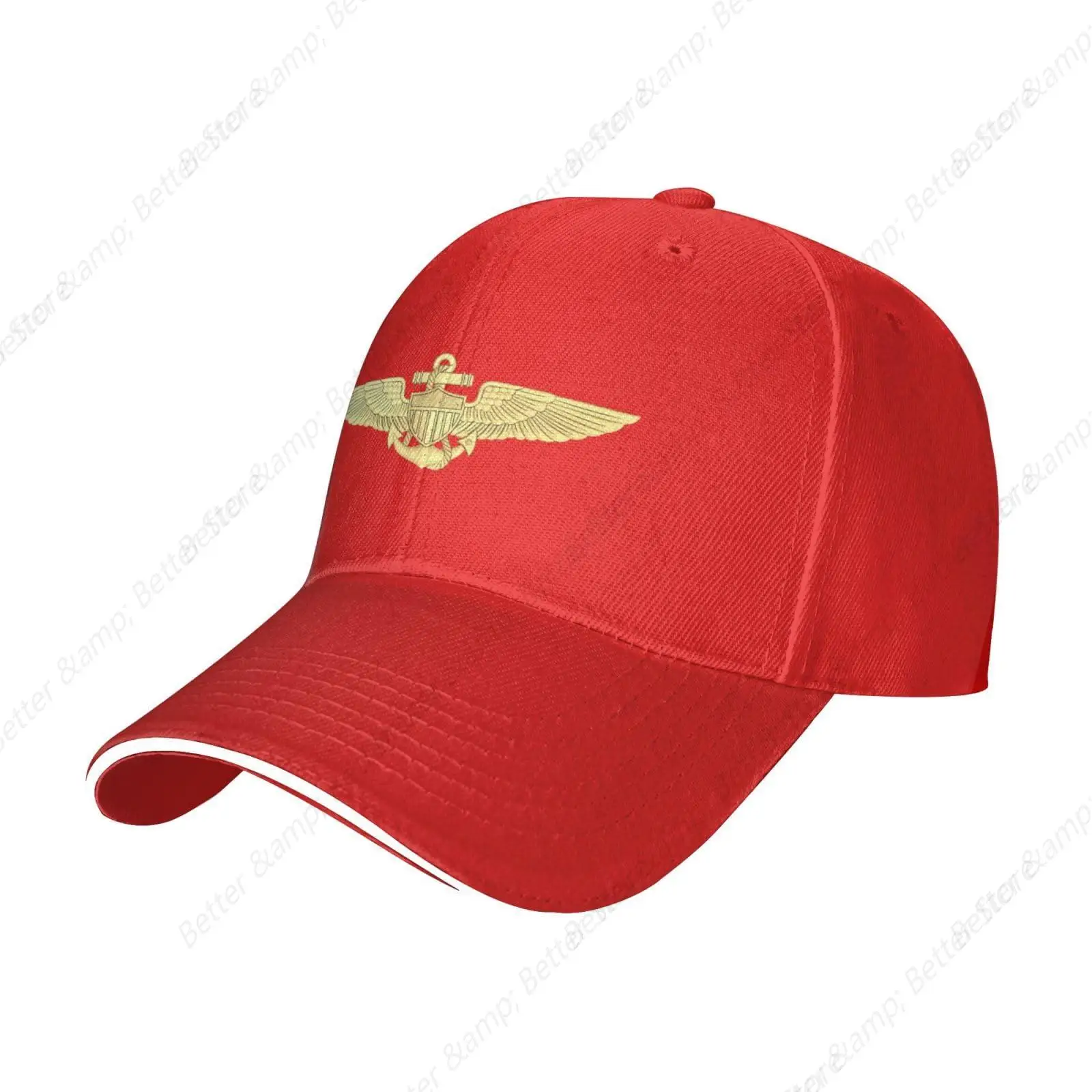 Aviator Pilot Wings Hat Baseball Cap Duck Tongue Cap Adult Sandwich Hat Skull Cap Red