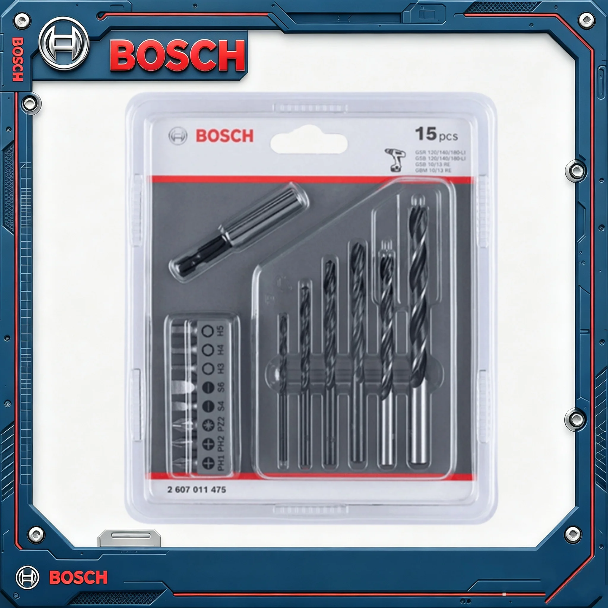 Bosch 15 Pcs Drill Bit & Screwdriver Bit Set, Metal Wood Drilling Bits with Extension Holder, Multi-Size Screwdriver Bits, Compa