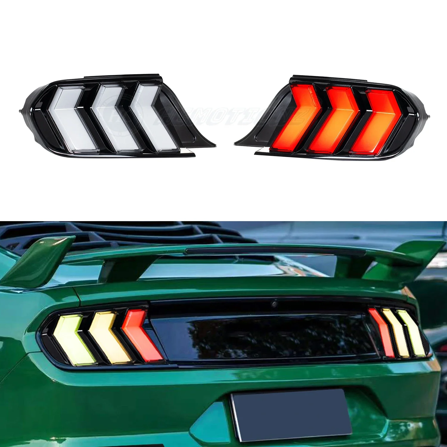 HCMOTIONZ Rear Lamp Assembly 2015-2022 LED RGB  Six Forms Dynamic Turn Signal Tail lights For Ford Mustangcustom