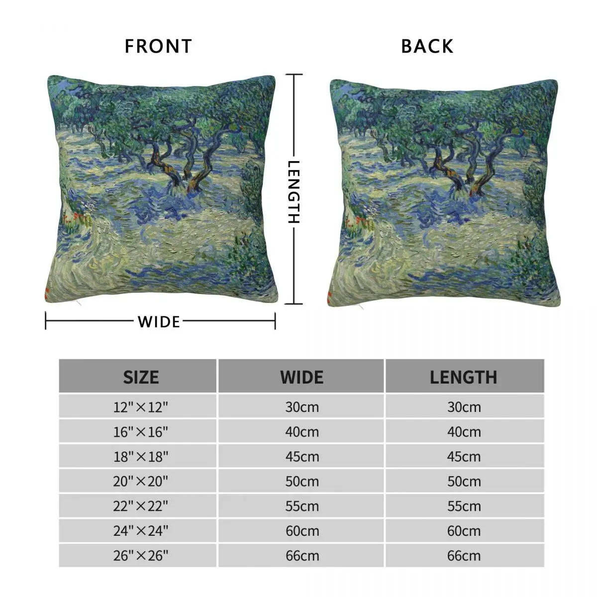 Olive Grove Vincent Van Gogh Square Pillowcase Polyester Linen Velvet Printed Zip Decor Throw Pillow Case Room Cushion Case