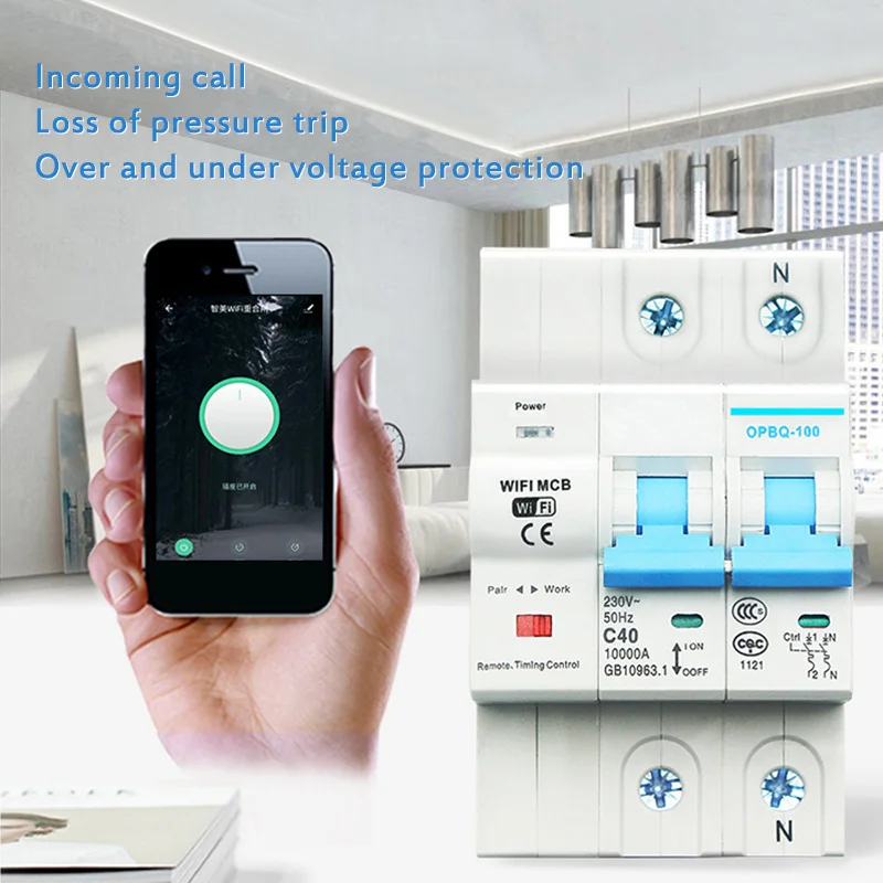 1-4P Circuit Breaker with Surge Protection Voice Control By Alexa Remote Control By Tuya Ewelink Smart Wifi Circuit Breaker