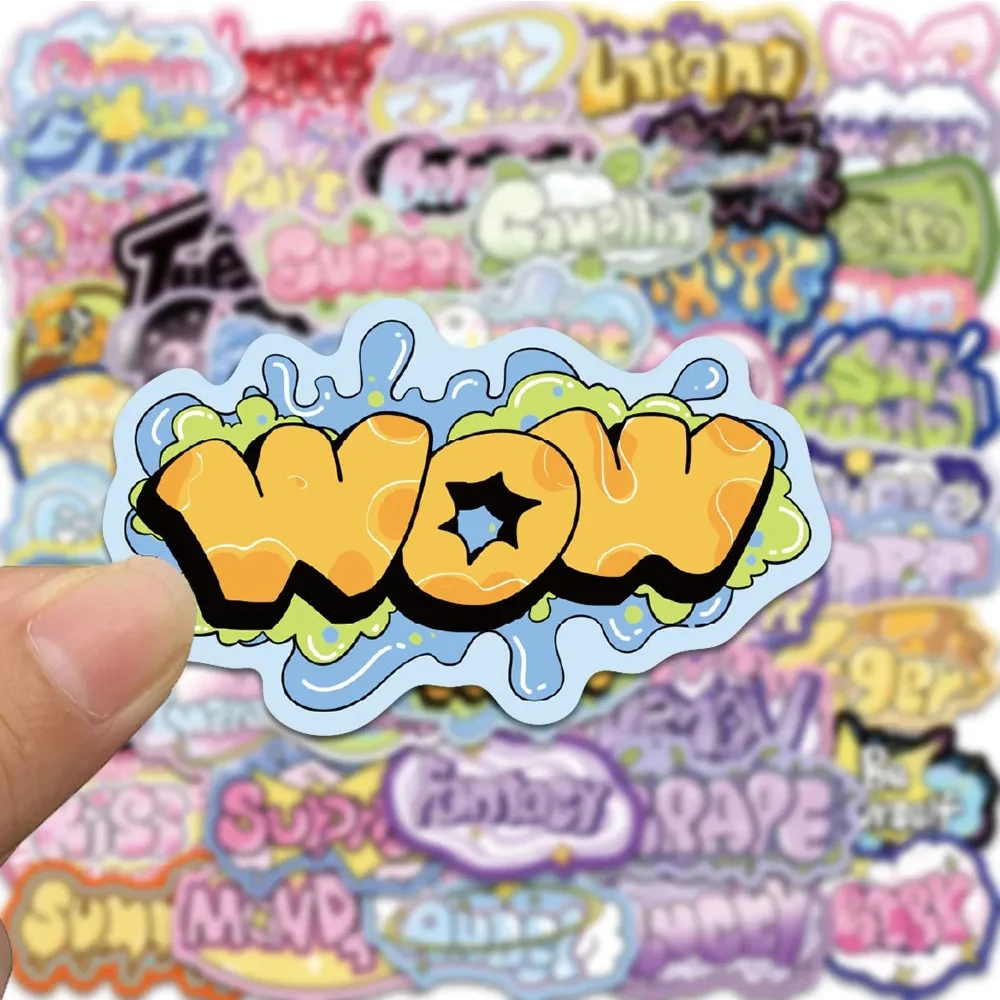 10/30/50pcs 3D Graffiti Letter Y2K Cute Words Cartoon Stickers Aesthetic Decorative Scrapbooking Stationery Phone Cute Sticker