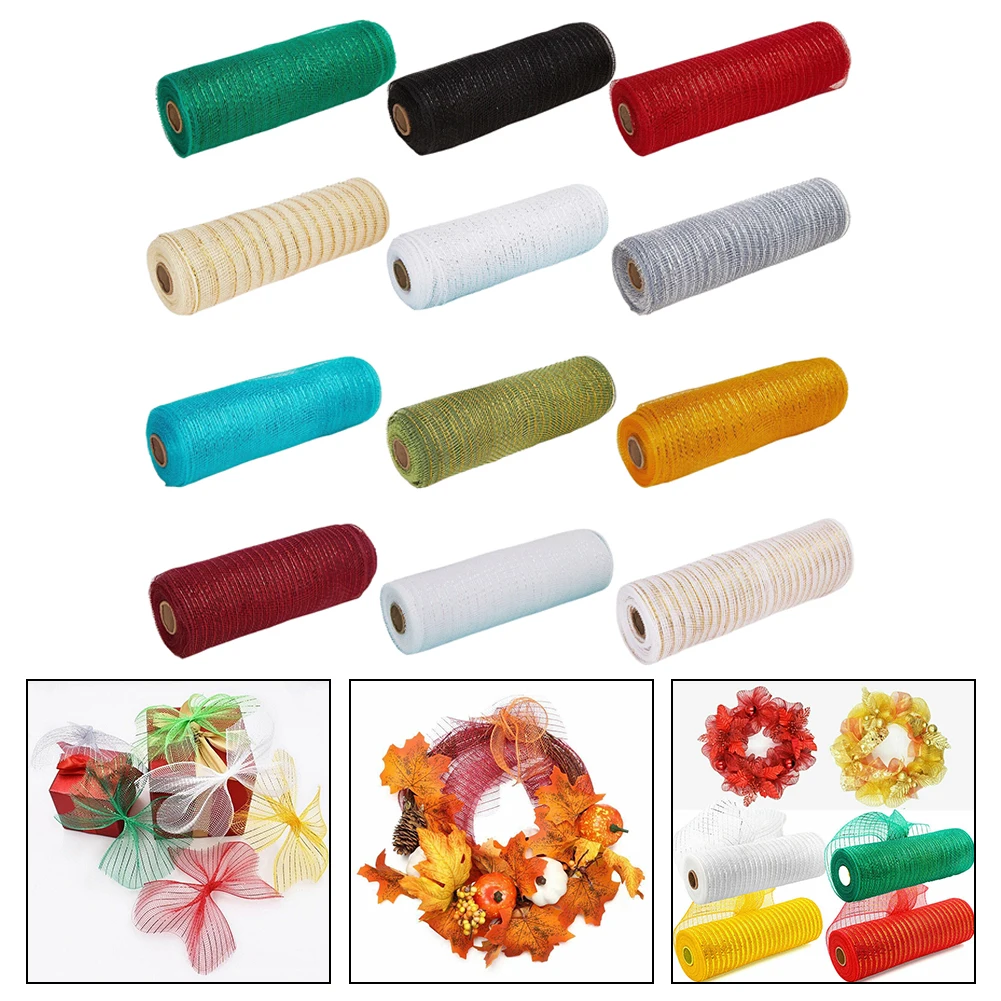 1 لفة من الشباك الزخرفية عيد الميلاد ديكو شبكة لفات لأكاليل الزهور يتأرجح الأقواس 12 ألوان 26 سنتيمتر X 10yd البولي بروبلين البلاستيك #1