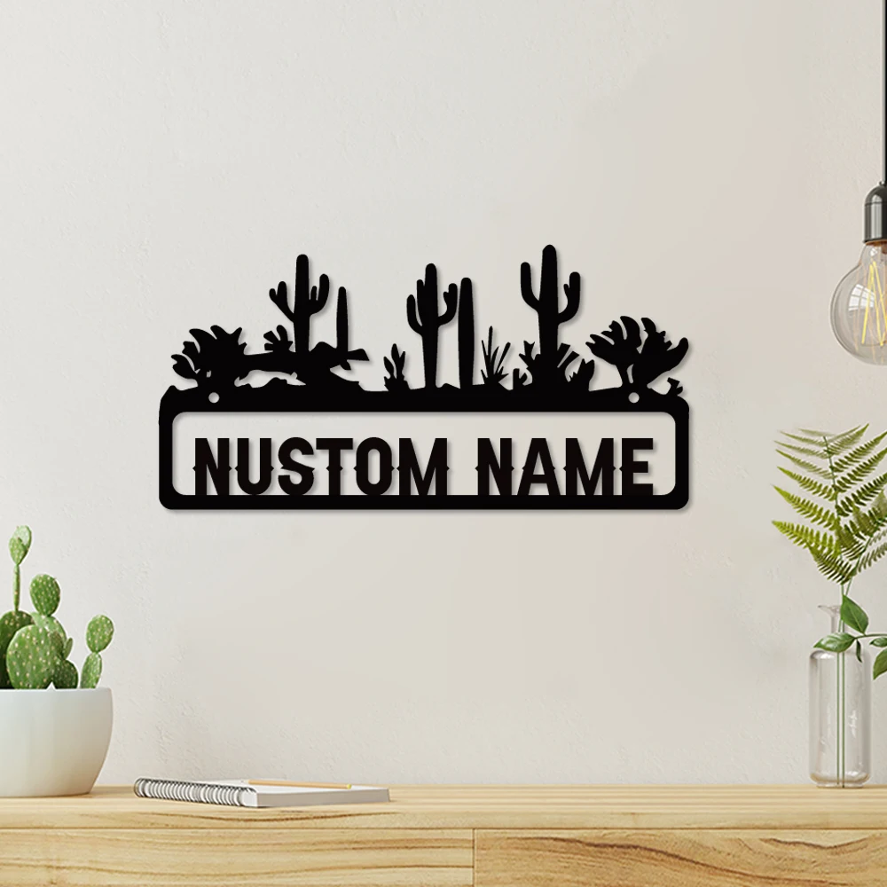 

1pc nice desert Customized Name Metal Wall Signs Iron Wall Plaque For Living Room Kids Room