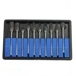 10pcs Tungsten Carbide Burr Set Compatible with 3mm Shank Diameter Die Grinder Rotary Tool Rasp Bits Accessories