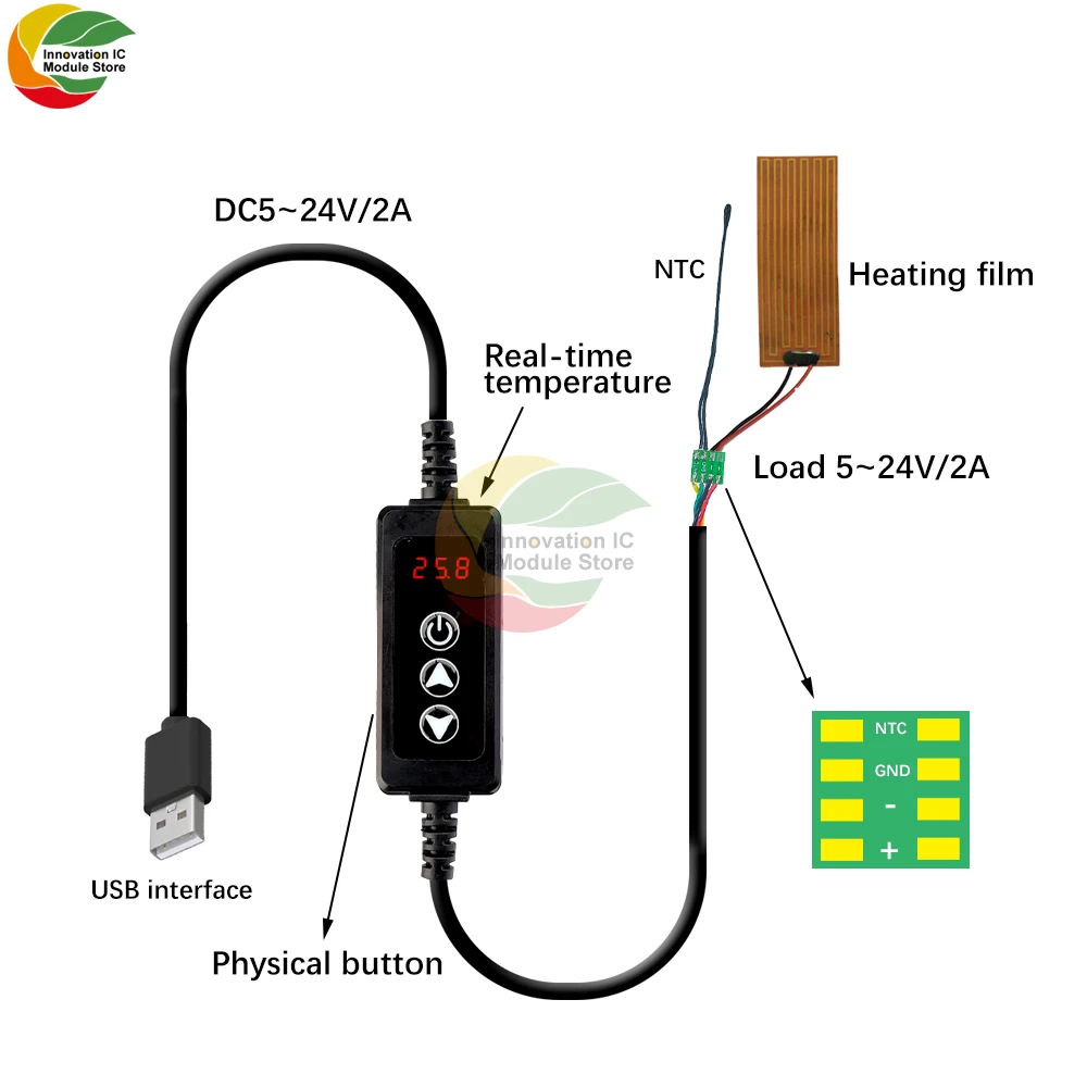 W-3301 USB 미니 온도 조절기 스위치, LED 디지털 제어, 온도 컨트롤러, 온도계, DC 5-24V, 12V, 신제품