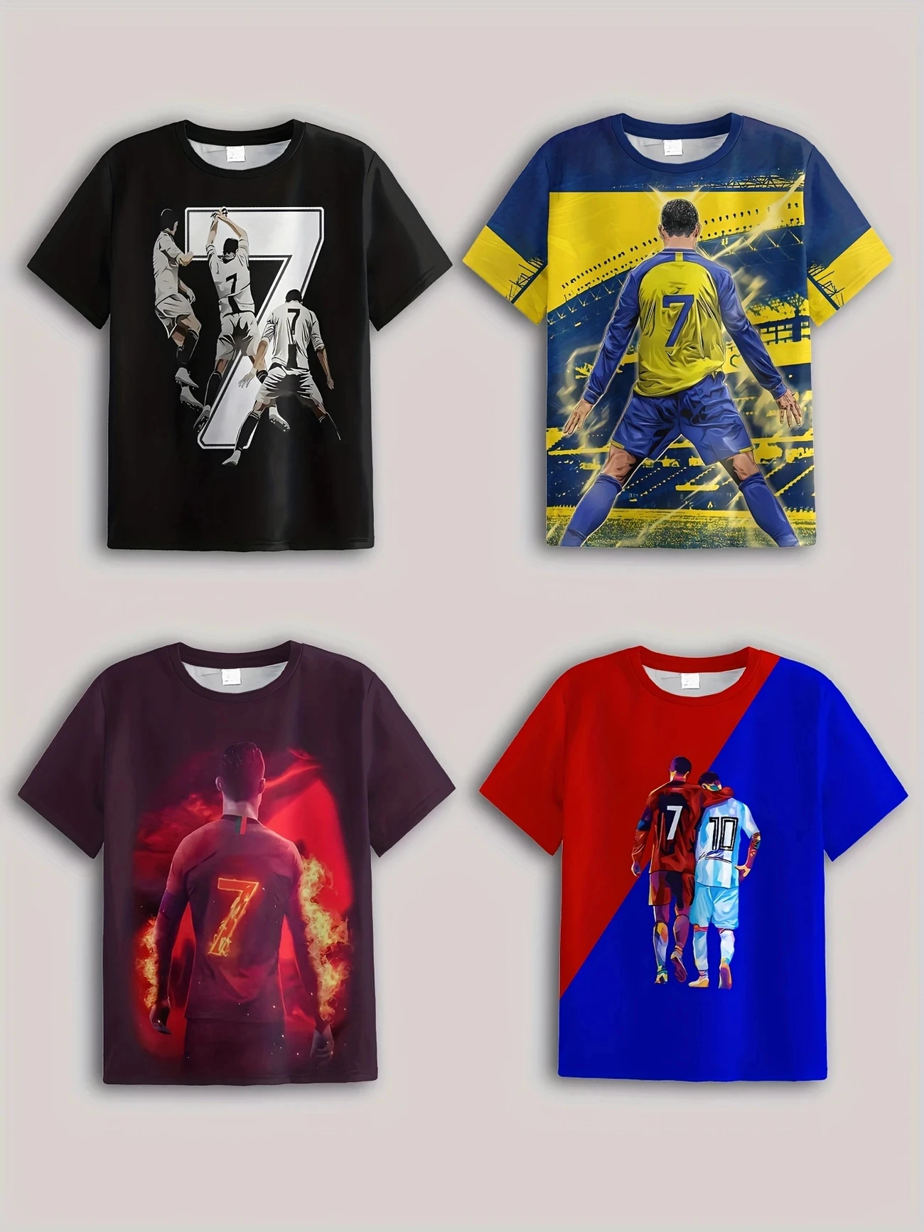 تي شيرت رجالي مطبوع ثلاثي الأبعاد من كريستيانو رونالدو لكرة القدم مجموعة المعجبين في الهواء الطلق سريع الجفاف للياقة البدنية ملابس رياضية يومية قابلة للتنفس #1