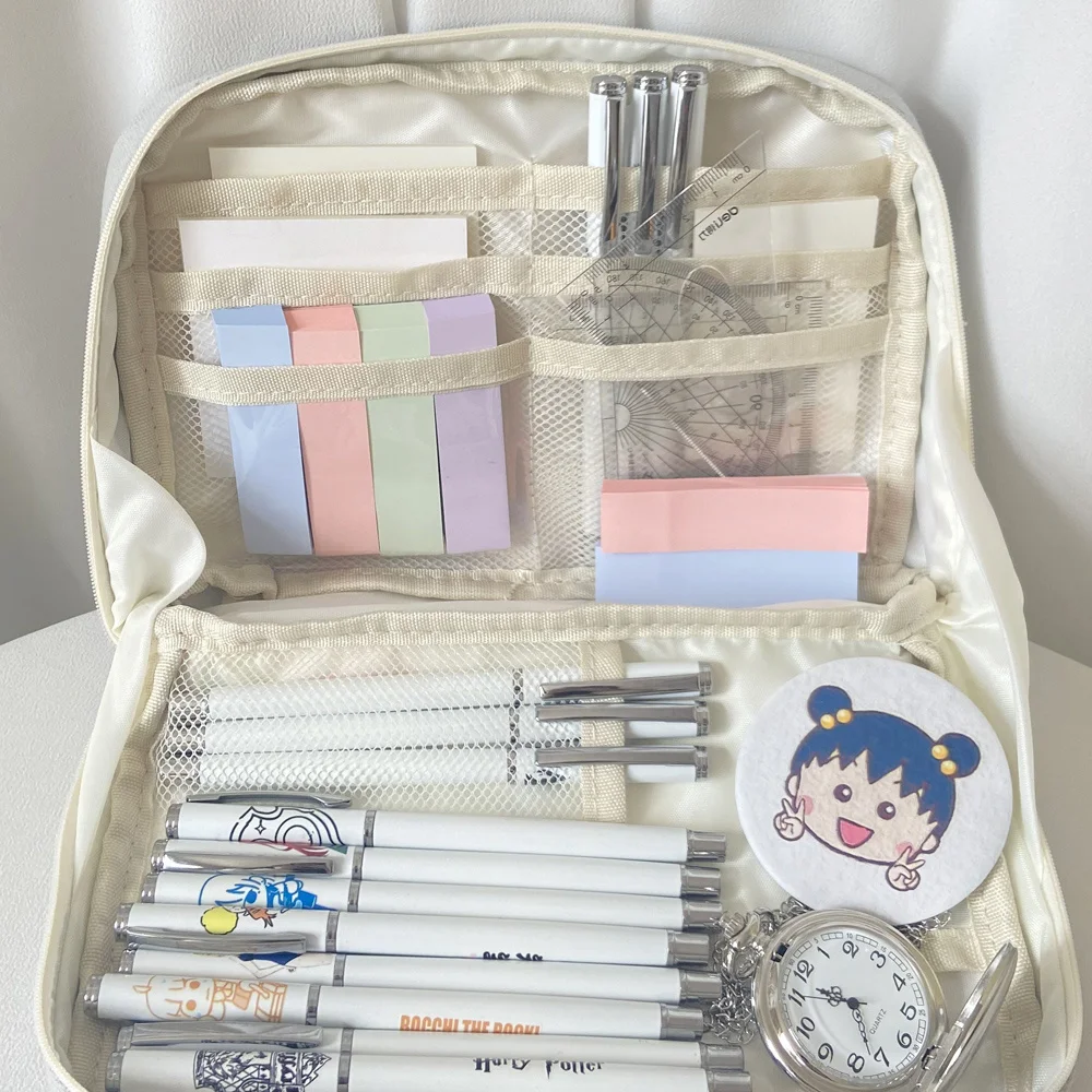 OSHI NO KO Hoshino Ai Canvas Pencil Case Kids Teens Make up Cosmetic Bag Student Stationery Box Large Capacity Storage Pen Bags