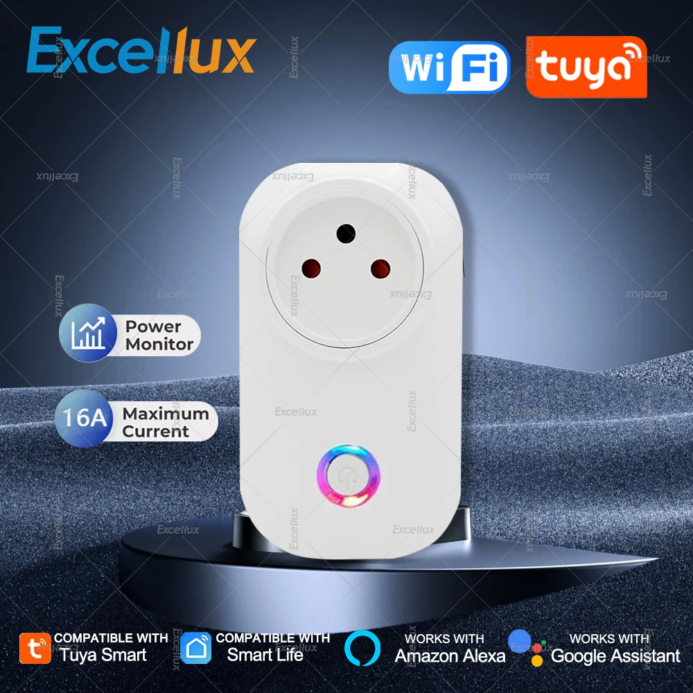 Tuya WiFi Smart Plug Israel Socket 16A With Power Monitoring Timing Function Home Appliances Automation Switch Outlet For Alexa