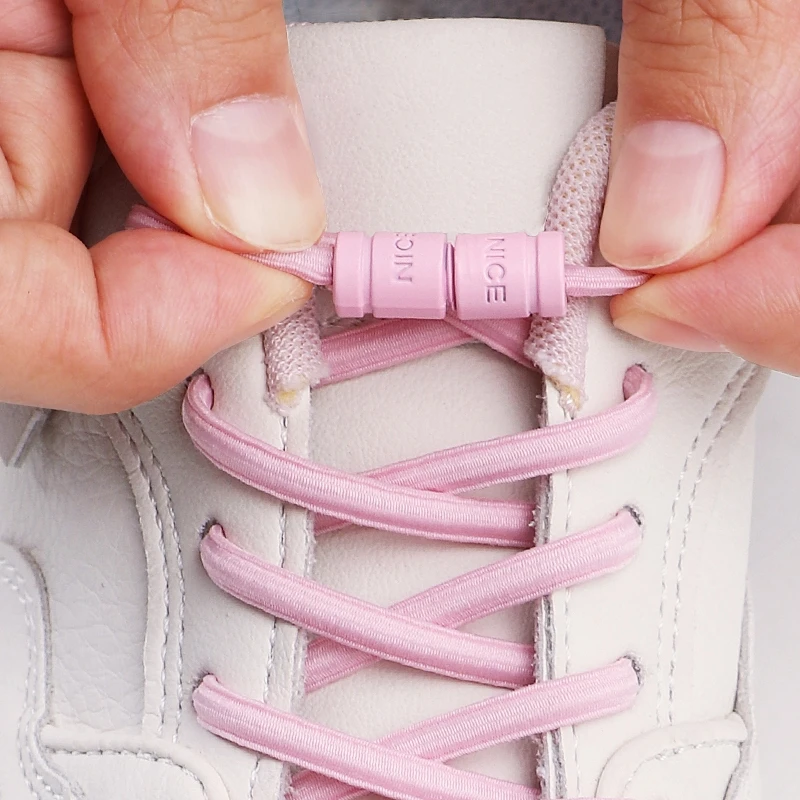 Round Elastic Laces Metal Buckle Shoelace Sneakers Canvas Shoes Quick On/Off Shoelaces Kids Adult Shoe Accessories