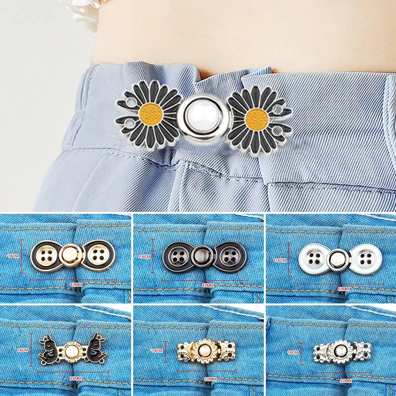 1PC Cardigan Clasp Tighten Brooch Multi-function Waist Buttons Adjustable Waist Clip Women's Clothing Alloy Metal