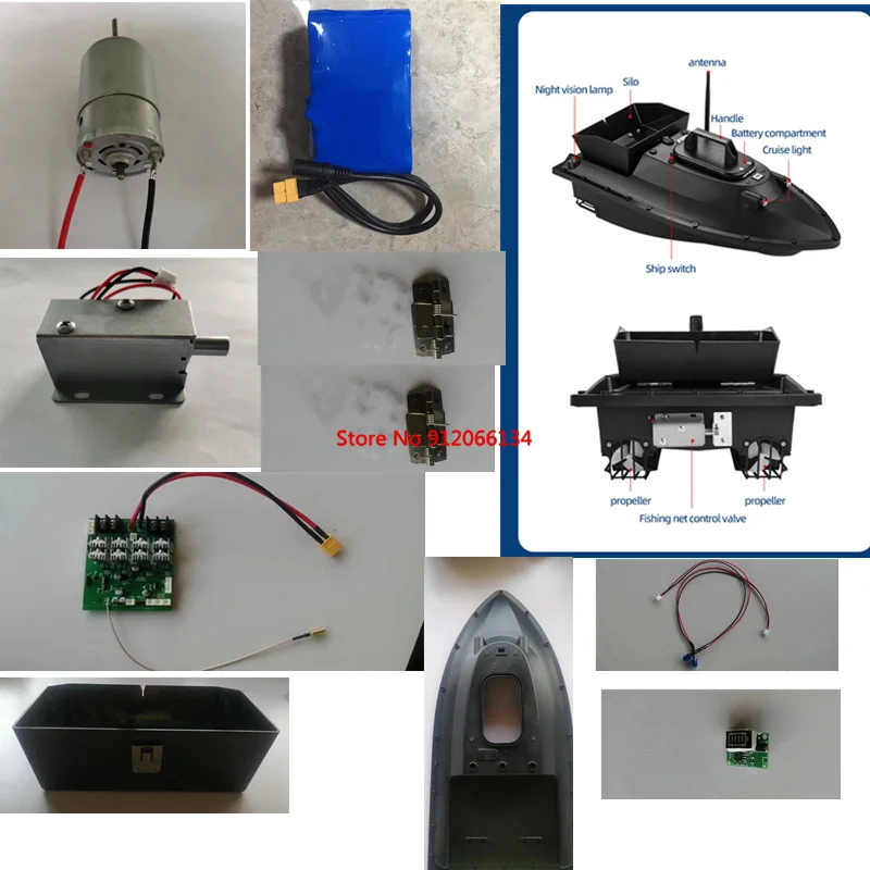 C12VGX C0012 RC Bait Boat Spare Parts 12V 18000mah Battery/Motor/Antenna/Charge/Boat Cover For 12V Big Power Fishing Bait Boats