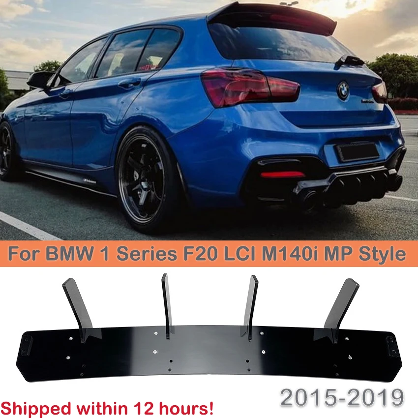

For BMW 1 Series F20 LCI M140i MP Style 2015-2019 Car Rear Bumper Lip Diffuser Splitter Back Fins Fender Canards Trims New Balck