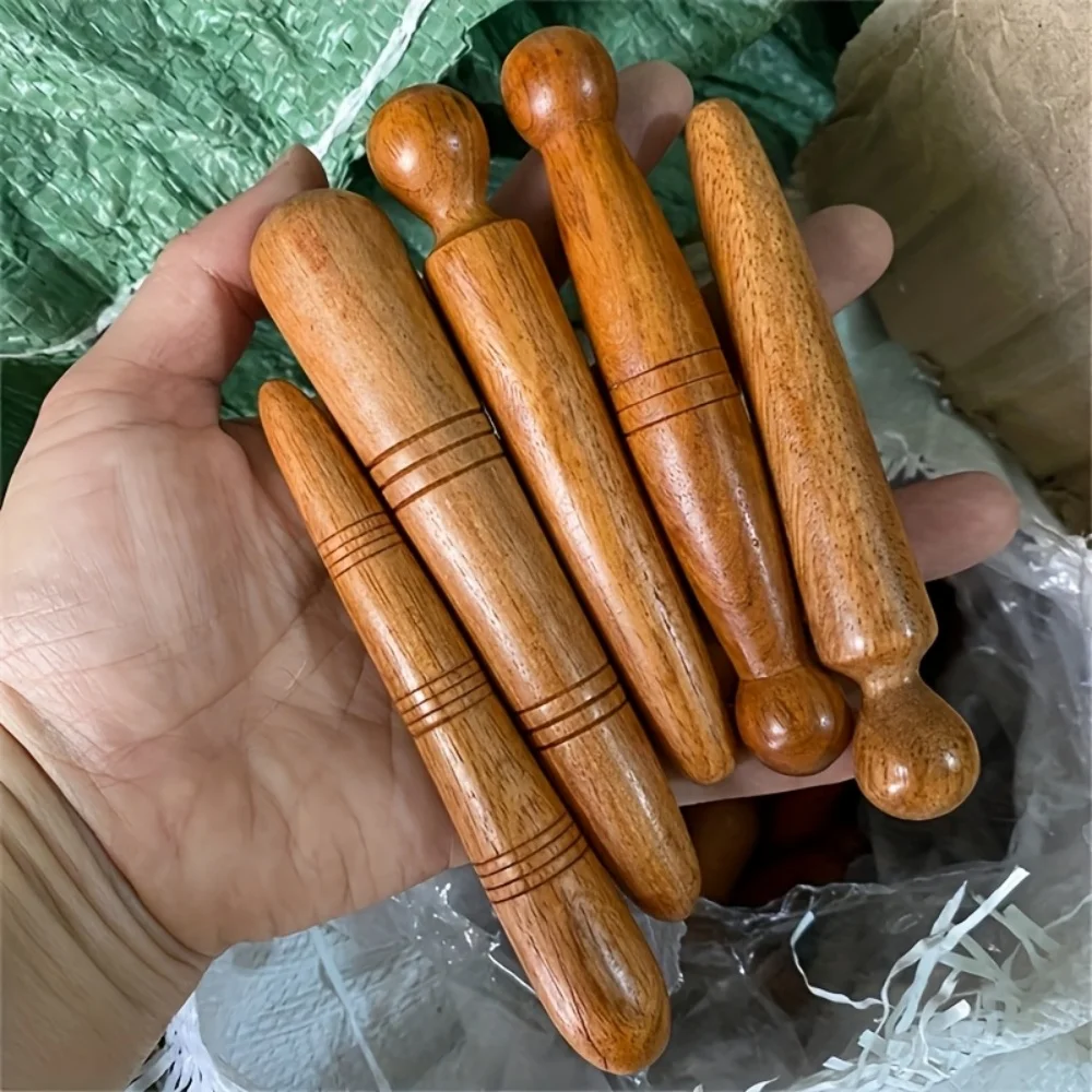 Ensemble de 5 bâtons de massage manuels en bois de séquoia naturel, outils auxiliaires de massage des points d'acupuncture du visage et du corps