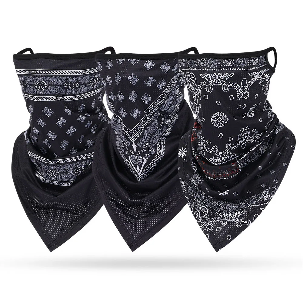 

Outdoor Face Protective Multifunctional Bandanna Mask For Men Women Black White Sports Paisley Bandana Wrap Earloops Neck Gaiter