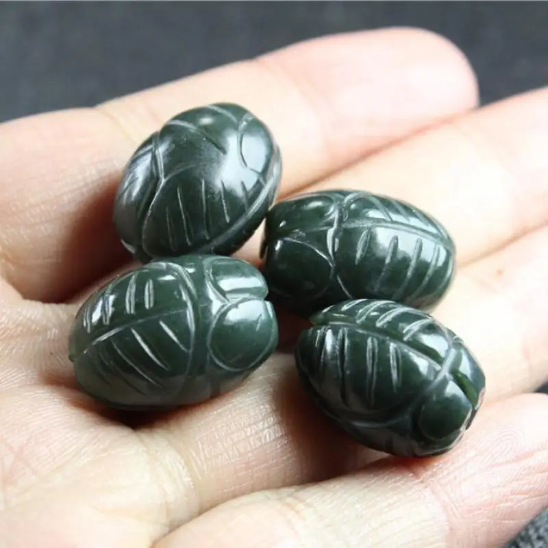 

15*19 мм натуральный нефрит зеленый Hetian Jade цикада бусины для изготовления ювелирных изделий Diy браслет подвески ожерелье кулон аксессуары
