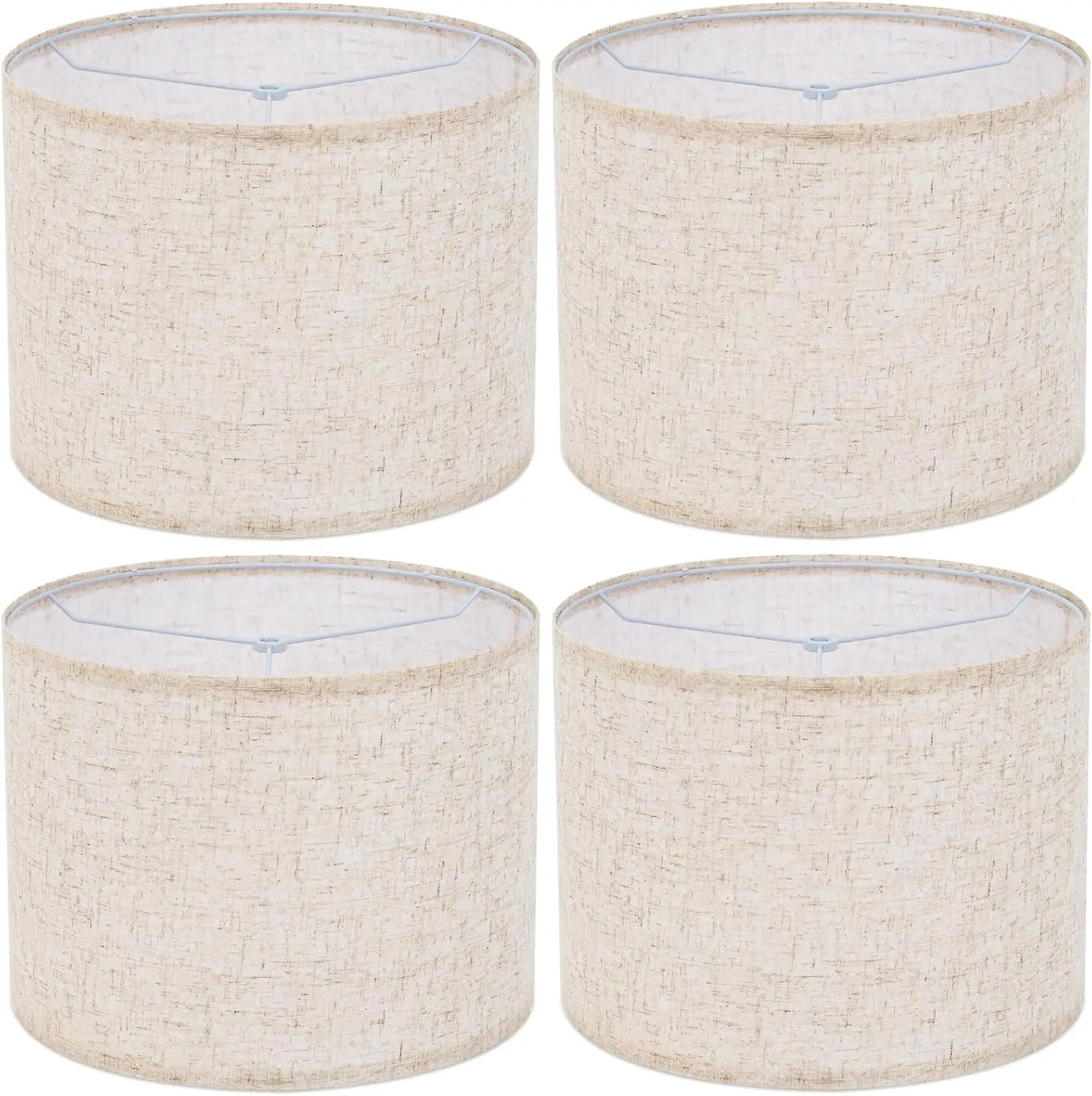 

Beige Linen Lamp Shades Set of 4,Drum lamp shades for table lamps 13" Top x 13" Bottom x 10" High,Replacement Large Fabr