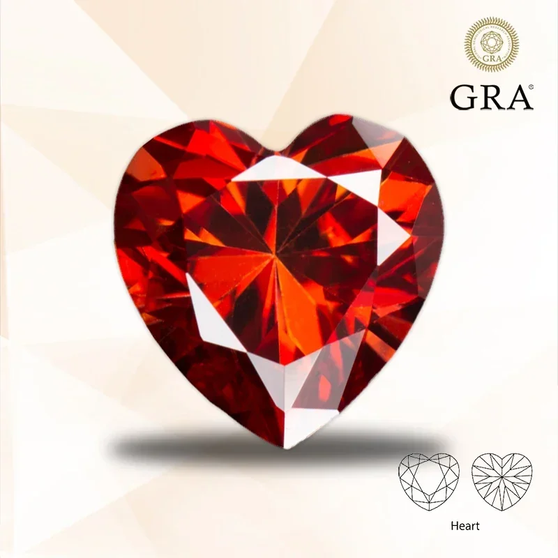 

Moissanite Stone Garnet Color Heart Shape VVS1 for Charms Top Jewelry Making Bracelet Earrings Materials with GRA Certificate