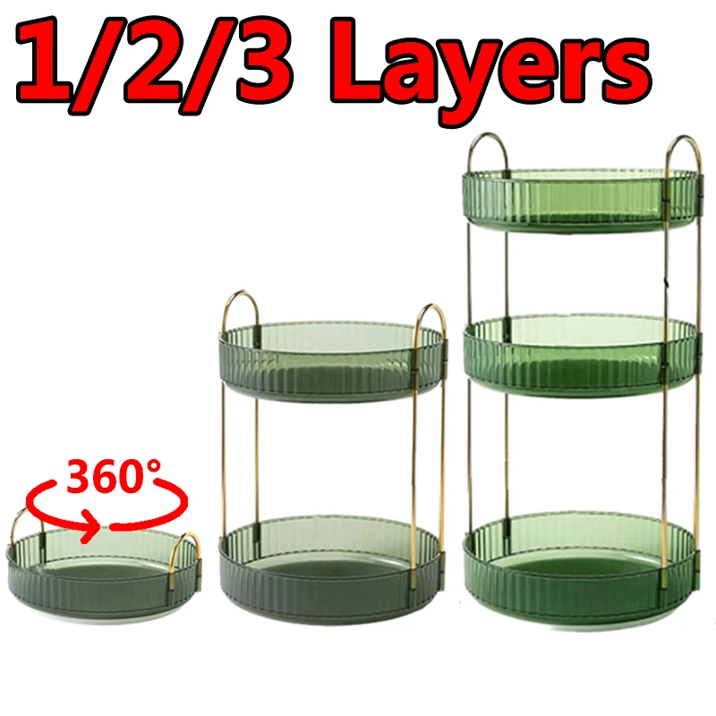 

1/2/3 Layer 360° Rotatable Storage Holder Makeup Organizer Multi-purpose Display Stand Kitchen Storage Rack Bathroom Accessories